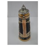 West Germany 16 Inch Lidded Beer Stein with Relief Scenes West Germany 16 Inch Lidded Beer Stein with Relief Scenes