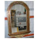 Large Ornate Gold and Bronze Wall Mirror with Shelf, 39x64 in Large Ornate Gold and Bronze Wall Mirror with Shelf, 39x64 in