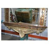 Large Ornate Gold and Bronze Wall Mirror with Shelf, 39x64 in Large Ornate Gold and Bronze Wall Mirror with Shelf, 39x64 in