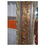 Large Ornate Gold and Bronze Wall Mirror with Shelf, 39x64 in Large Ornate Gold and Bronze Wall Mirror with Shelf, 39x64 in