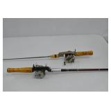 2 Vintage Casting Rods with Reels - Heddon Pal #6756 and Unbranded 2 Vintage Casting Rods with Reels - Heddon Pal #6756 and Unbranded
