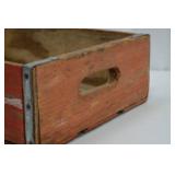 Vintage Wooden Coca-Cola Crate with Red Paint and Metal Reinforcement Vintage Wooden Coca-Cola Crate with Red Paint and Metal Reinforcement
