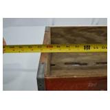 Vintage Wooden Coca-Cola Crate with Red Paint and Metal Reinforcement Vintage Wooden Coca-Cola Crate with Red Paint and Metal Reinforcement