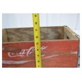 Vintage Wooden Coca-Cola Crate with Red Paint and Metal Reinforcement Vintage Wooden Coca-Cola Crate with Red Paint and Metal Reinforcement