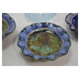 Lot of 3 Glazed Ceramic Accent Dishes and Glass Ring Holder Lot of 3 Glazed Ceramic Accent Dishes and Glass Ring Holder