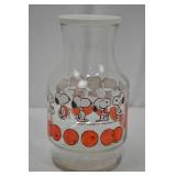Vintage Snoopy Orange Juice Glass Carafe with Lid - Peanuts 10 in Vintage Snoopy Orange Juice Glass Carafe with Lid - Peanuts 10 in