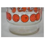 Vintage Snoopy Orange Juice Glass Carafe with Lid - Peanuts 10 in Vintage Snoopy Orange Juice Glass Carafe with Lid - Peanuts 10 in