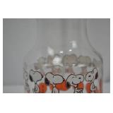 Vintage Snoopy Orange Juice Glass Carafe with Lid - Peanuts 10 in Vintage Snoopy Orange Juice Glass Carafe with Lid - Peanuts 10 in