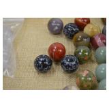 Collection of Assorted Stone Sphere Marbles with Display Stands Collection of Assorted Stone Sphere Marbles with Display Stands