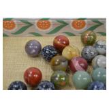 Collection of Assorted Stone Sphere Marbles with Display Stands Collection of Assorted Stone Sphere Marbles with Display Stands