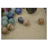 Collection of Assorted Stone Sphere Marbles with Display Stands Collection of Assorted Stone Sphere Marbles with Display Stands