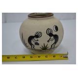Mexican Pottery Vase with Kokopelli Design, Signed Mexican Pottery Vase with Kokopelli Design, Signed