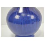 Large Blue Glazed Ceramic Vase, 16 Inches Tall Large Blue Glazed Ceramic Vase, 16 Inches Tall
