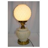 Vintage Electric Table Lamp with Embossed Glass Globe Shade Vintage Electric Table Lamp with Embossed Glass Globe Shade
