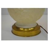 Vintage Electric Table Lamp with Embossed Glass Globe Shade Vintage Electric Table Lamp with Embossed Glass Globe Shade