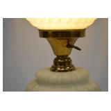 Vintage Electric Table Lamp with Embossed Glass Globe Shade Vintage Electric Table Lamp with Embossed Glass Globe Shade