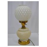 Vintage Electric Table Lamp with Embossed Glass Globe Shade Vintage Electric Table Lamp with Embossed Glass Globe Shade