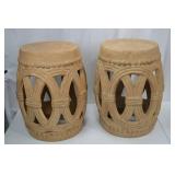Pair of Openwork Terracotta Garden Stools, 21 in Tall Pair of Openwork Terracotta Garden Stools, 21 in Tall