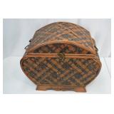 Vintage woven wicker dome-top chest with velvet lining Vintage woven wicker dome-top chest with velvet lining