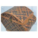 Vintage woven wicker dome-top chest with velvet lining Vintage woven wicker dome-top chest with velvet lining