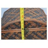 Vintage woven wicker dome-top chest with velvet lining Vintage woven wicker dome-top chest with velvet lining