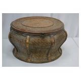 Antique Asian Woven Bamboo Storage Basket with Lid Antique Asian Woven Bamboo Storage Basket with Lid