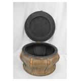 Antique Asian Woven Bamboo Storage Basket with Lid Antique Asian Woven Bamboo Storage Basket with Lid
