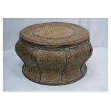 Antique Asian Woven Bamboo Storage Basket with Lid Antique Asian Woven Bamboo Storage Basket with Lid