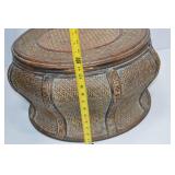 Antique Asian Woven Bamboo Storage Basket with Lid Antique Asian Woven Bamboo Storage Basket with Lid