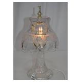 Cut Glass Electric Table Lamp, 14 in, Brass Accents Cut Glass Electric Table Lamp, 14 in, Brass Accents