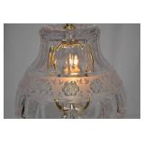 Cut Glass Electric Table Lamp, 14 in, Brass Accents Cut Glass Electric Table Lamp, 14 in, Brass Accents