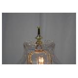 Cut Glass Electric Table Lamp, 14 in, Brass Accents Cut Glass Electric Table Lamp, 14 in, Brass Accents