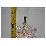 Cut Glass Electric Table Lamp, 14 in, Brass Accents Cut Glass Electric Table Lamp, 14 in, Brass Accents