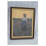 Framed Print After Jules Breton, Peasant Woman at Sunset 17x21 Framed Print After Jules Breton, Peasant Woman at Sunset 17x21