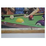 Eight Ball Corner Pocket framed art print, dogs playing pool, 21 x 17 in Eight Ball Corner Pocket framed art print, dogs playing pool, 21 x 17 in