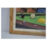 Eight Ball Corner Pocket framed art print, dogs playing pool, 21 x 17 in Eight Ball Corner Pocket framed art print, dogs playing pool, 21 x 17 in