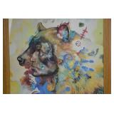 Framed Bear & Human Profile Watercolor Art, 25.5 x 32 Inch Framed Bear & Human Profile Watercolor Art, 25.5 x 32 Inch