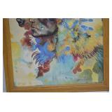 Framed Bear & Human Profile Watercolor Art, 25.5 x 32 Inch Framed Bear & Human Profile Watercolor Art, 25.5 x 32 Inch