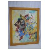 Framed Bear & Human Profile Watercolor Art, 25.5 x 32 Inch Framed Bear & Human Profile Watercolor Art, 25.5 x 32 Inch