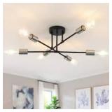 Lot of  20.66 in. 6 Light Black Dimmable Sputnik Chandelier Modern Linear Semi-Flush Mount Ceiling Light for Office Living Room  Customer Returns See Pictures Lot of  20.66 in. 6 Light Black Dimmable Sputnik Chandelier Modern Linear Semi-Flush Mount Ceiling Light for Office Living Room  Customer Returns See Pictures