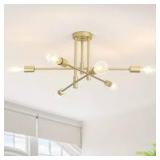 27.56 in. 6-Light Spray Gold Dimmable Sputnik Chandelier Modern Linear Semi Flush Mount Ceiling Light for Living Room   Customer Returns See Pictures 27.56 in. 6-Light Spray Gold Dimmable Sputnik Chandelier Modern Linear Semi Flush Mount Ceiling Light for Living Room   Customer Returns See Pictures