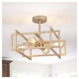 ZJVAIVE 14.96 in. 4-Light Geometric Gold Modern Semi-Flush Mount Ceiling Light with No Bulbs Included    Customer Returns See Pictures ZJVAIVE 14.96 in. 4-Light Geometric Gold Modern Semi-Flush Mount Ceiling Light with No Bulbs Included    Customer Returns See Pictures