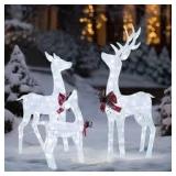 VEIKOUS 4.5 ft. 3D Reindeer Family Outdoor Christmas Holiday Yard Decoration Cool White LED, White Customer Returns See Pictures VEIKOUS 4.5 ft. 3D Reindeer Family Outdoor Christmas Holiday Yard Decoration Cool White LED, White Customer Returns See Pictures
