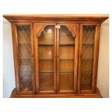 Large Oak China Cabinet Hutch with Glass Doors and Drawers, 78x64x17 in
