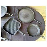 Set of Assorted Cast Iron Skillets and Grill Pans