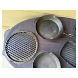 Set of Assorted Cast Iron Skillets and Grill Pans