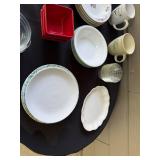 Assorted Dinnerware Collection with Plates, Bowls, Mugs, and Ramekins
