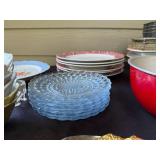 Kitchen Cookware and Bakeware Lot with Plates, Mixing Bowls, and Kettle