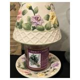 Collection of Decorative Home Accents Including Vases, Yankee Candle, Lead Crystal, and More in Blue Crate