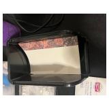 Office and Craft Supply Lot with Desk Lamp, Stationery, Pens, and Glue in Clear Tote